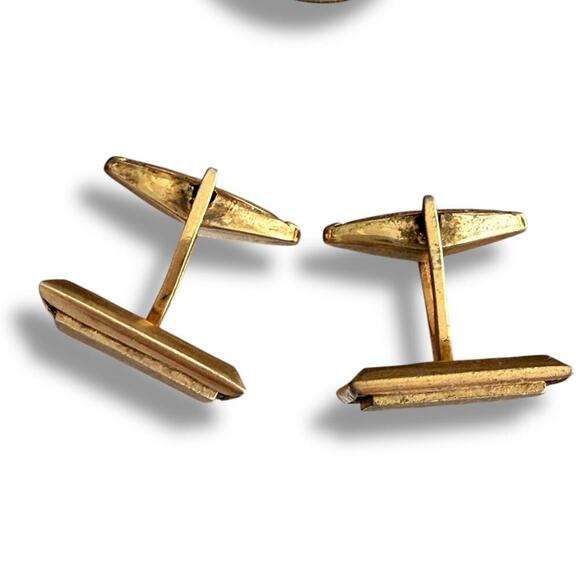 VTG Da Vinci Cufflinks Sterling Silver With Gold Vermeil  green stones cufflinks - Picture 9 of 9